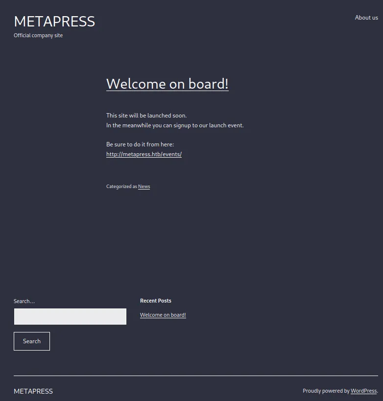 Metapress.htb Screenshot Metapress.htb