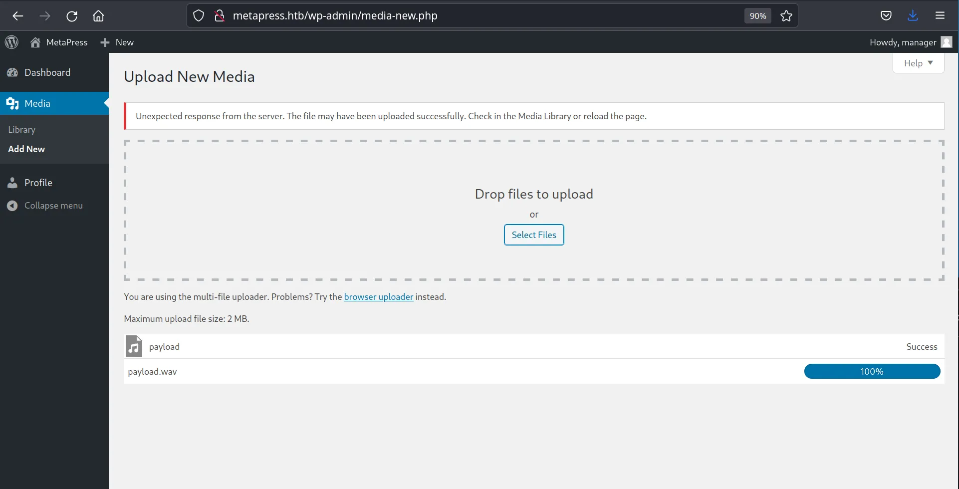 Upload screen Upload screen